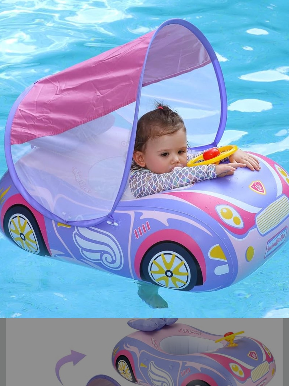 Baby kids Inflatable floating car for pool